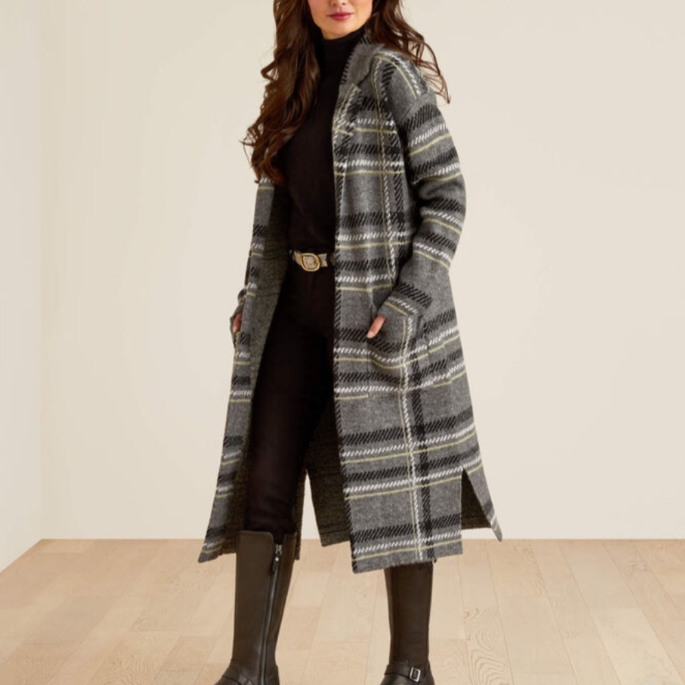 Ariat Gray Plaid Women's Sweater Coat